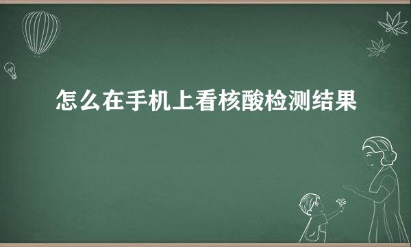 怎么在手机上看核酸检测结果