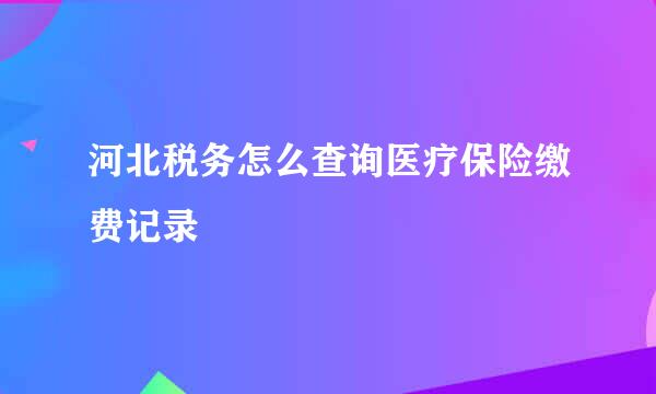 河北税务怎么查询医疗保险缴费记录