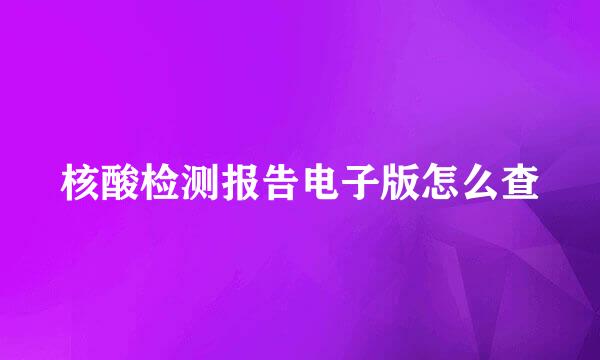 核酸检测报告电子版怎么查