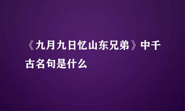 《九月九日忆山东兄弟》中千古名句是什么