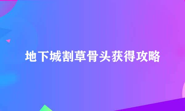 地下城割草骨头获得攻略
