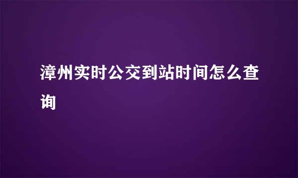 漳州实时公交到站时间怎么查询