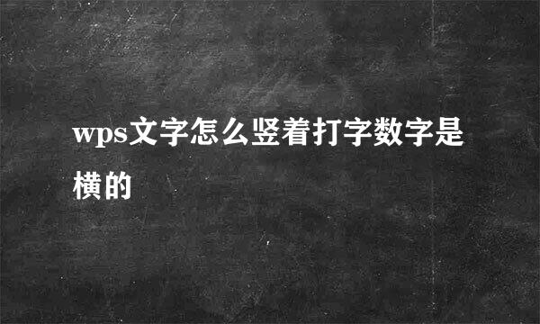 wps文字怎么竖着打字数字是横的