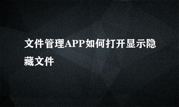 文件管理APP如何打开显示隐藏文件