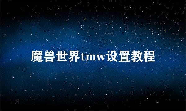 魔兽世界tmw设置教程