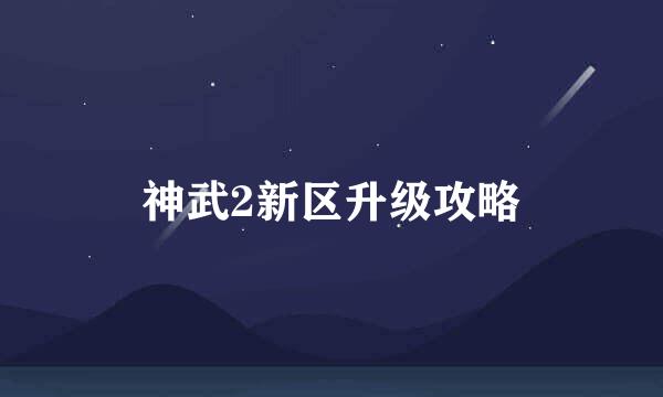 神武2新区升级攻略