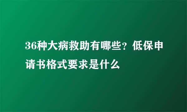 36种大病救助有哪些？低保申请书格式要求是什么