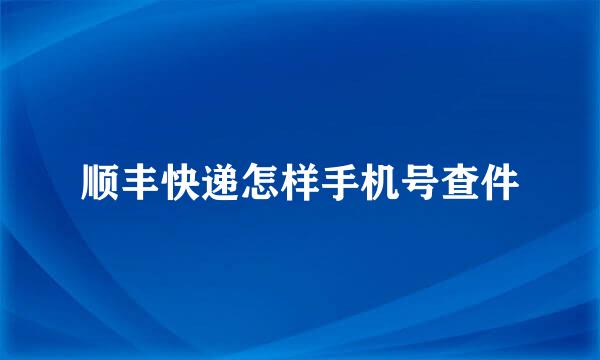 顺丰快递怎样手机号查件
