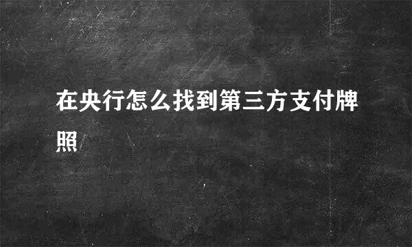 在央行怎么找到第三方支付牌照