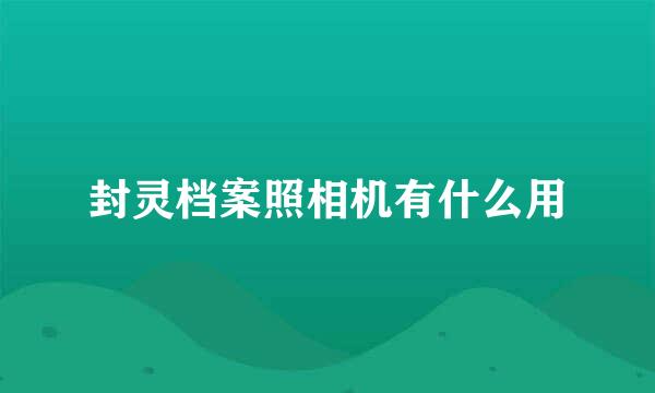 封灵档案照相机有什么用