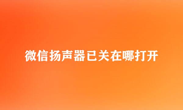 微信扬声器已关在哪打开