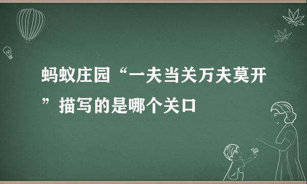 蚂蚁庄园“一夫当关万夫莫开”描写的是哪个关口