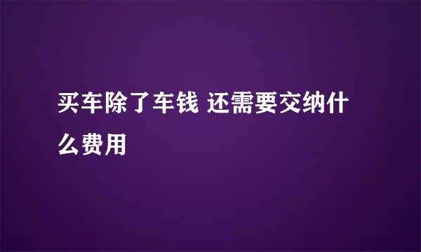 买车除了车钱 还需要交纳什么费用