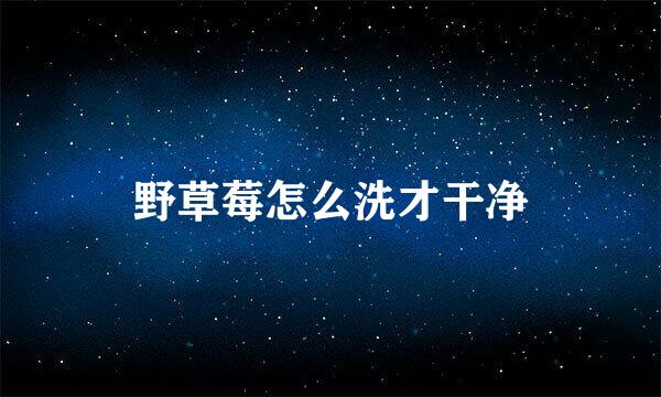 野草莓怎么洗才干净