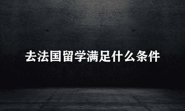 去法国留学满足什么条件