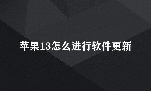苹果13怎么进行软件更新