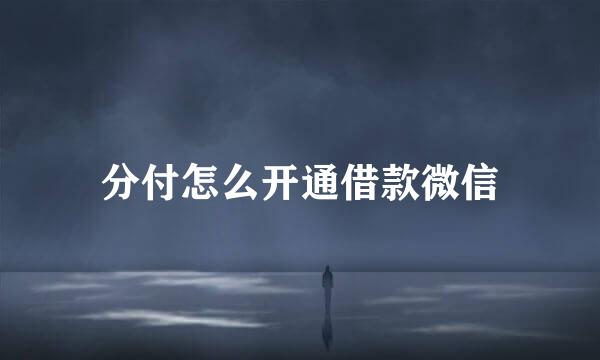 分付怎么开通借款微信