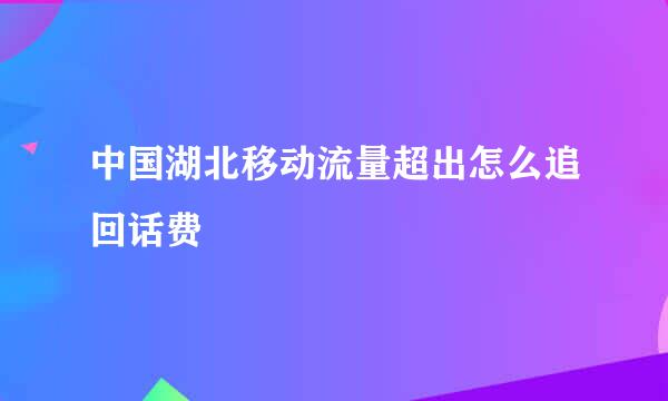中国湖北移动流量超出怎么追回话费