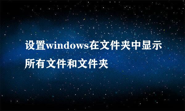 设置windows在文件夹中显示所有文件和文件夹