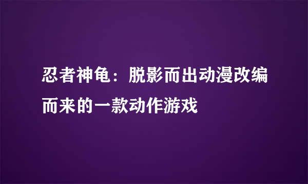忍者神龟：脱影而出动漫改编而来的一款动作游戏