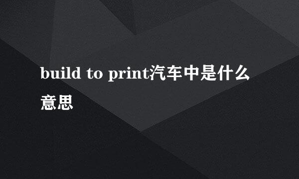 build to print汽车中是什么意思