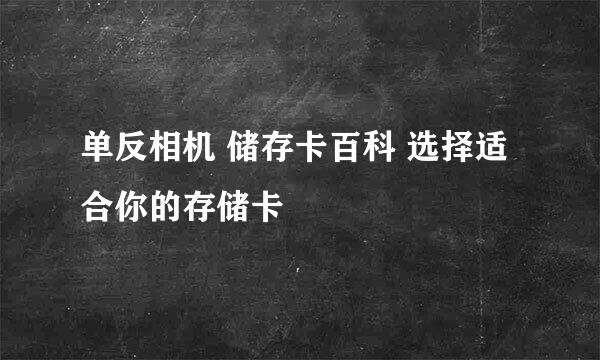 单反相机 储存卡百科 选择适合你的存储卡