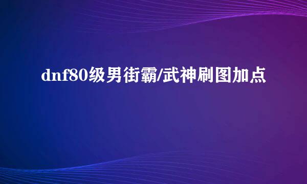 dnf80级男街霸/武神刷图加点