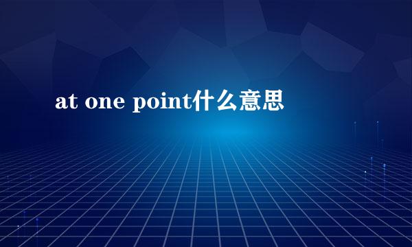 at one point什么意思