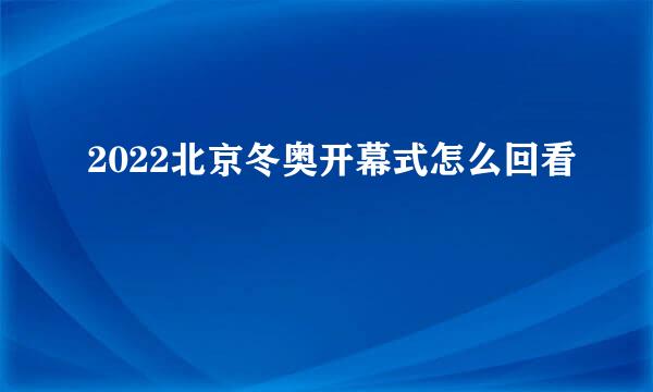 2022北京冬奥开幕式怎么回看