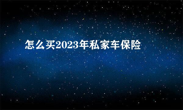 怎么买2023年私家车保险