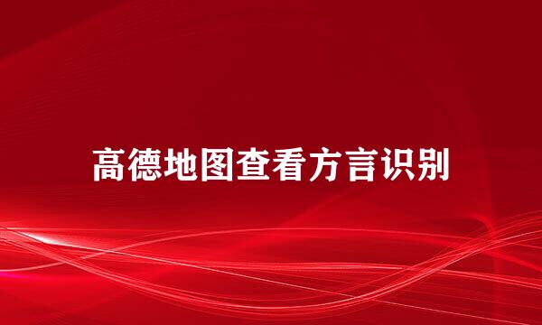 高德地图查看方言识别