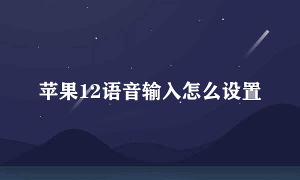 苹果12语音输入怎么设置