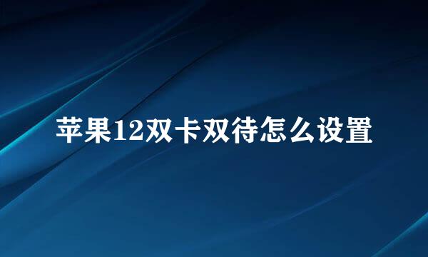 苹果12双卡双待怎么设置