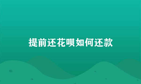 提前还花呗如何还款