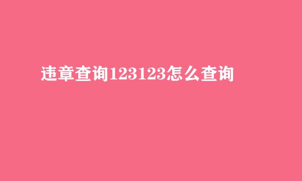 违章查询123123怎么查询