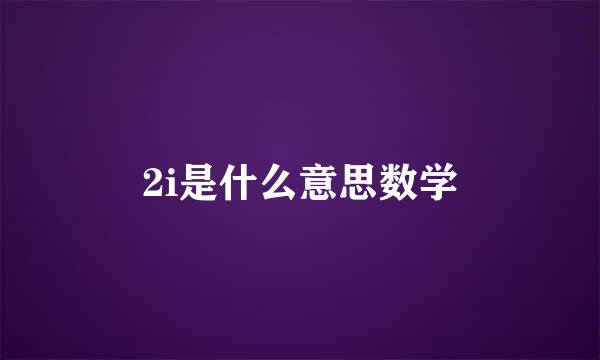 2i是什么意思数学