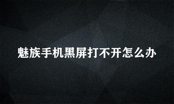 魅族手机黑屏打不开怎么办