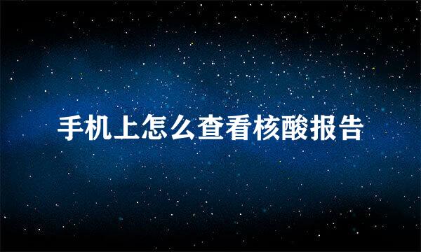 手机上怎么查看核酸报告
