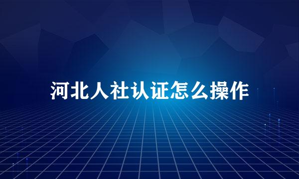 河北人社认证怎么操作