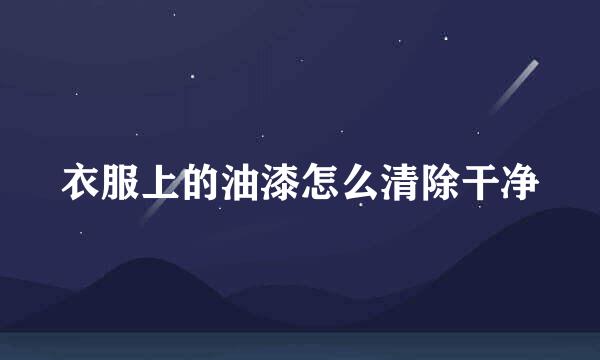 衣服上的油漆怎么清除干净