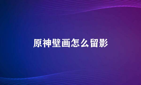 原神壁画怎么留影