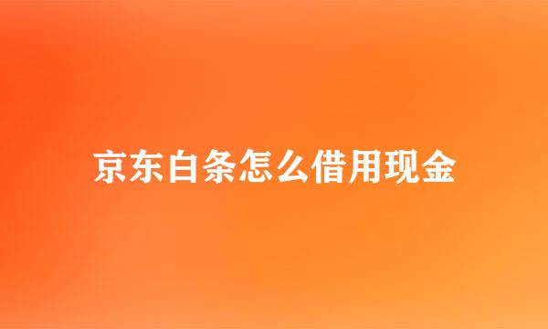 京东白条怎么借用现金