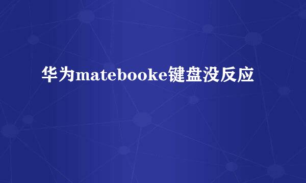 华为matebooke键盘没反应
