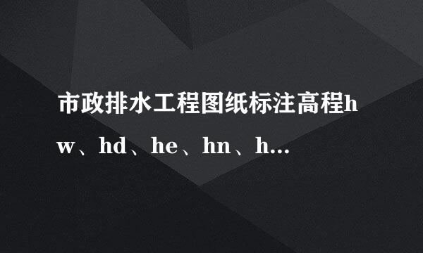 市政排水工程图纸标注高程hw、hd、he、hn、hs是什么意思