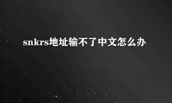 snkrs地址输不了中文怎么办