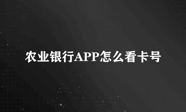 农业银行APP怎么看卡号