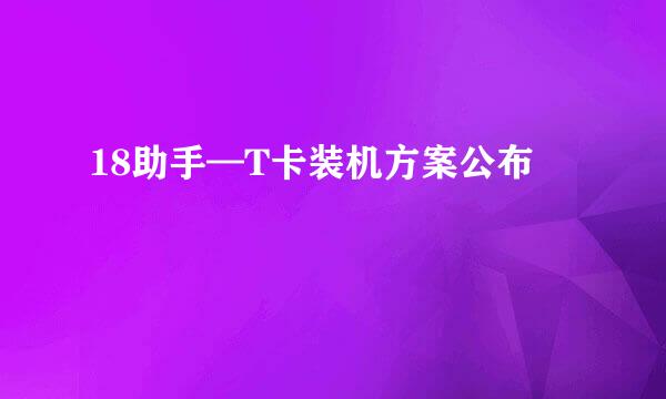 18助手—T卡装机方案公布