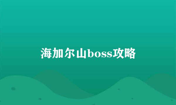 海加尔山boss攻略