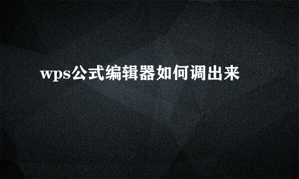 wps公式编辑器如何调出来
