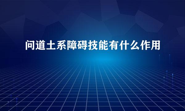 问道土系障碍技能有什么作用